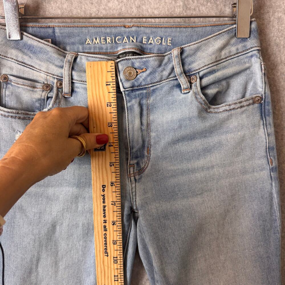 American Eagle Flare Leg Jeans Women’s 0 Distressed Boho Western Low Rise Y2K - Picture 8 of 12